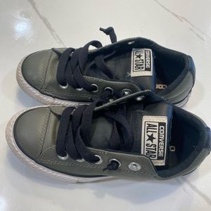 Little boys grey leather Converse sneakers - size 13